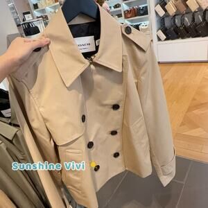 NWT COACH Women's Solid Short Trench Coat Light Khaki CAB91 Large